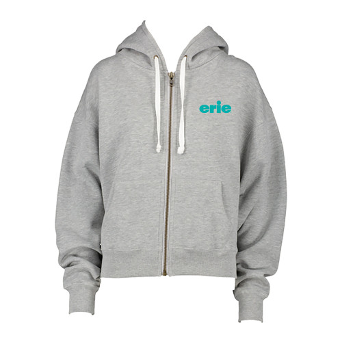  ENZA Womens Grey Boxy Full Zip Hood - erie