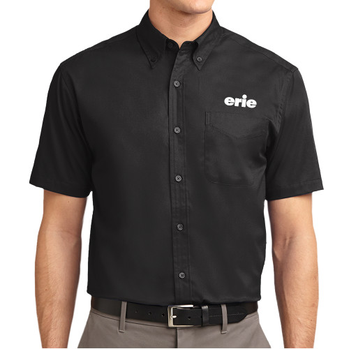  Black Twill Button Down Short Sleeve - erie