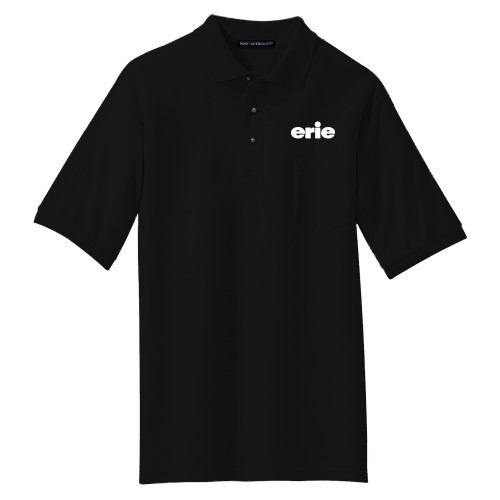  Black Silk Touch Polo w/ Pocket - erie