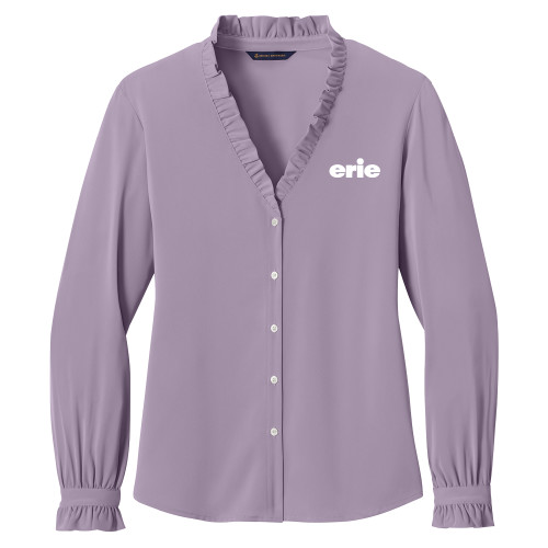  Brooks Brothers Womens Purple Ash Long Sleeve Ruffle Collar Blouse - erie