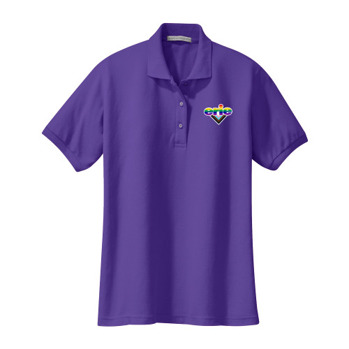  Womens Silk Touch Purple Pique Polo - Erie Pride