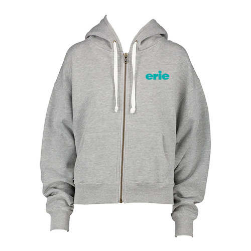  ENZA Womens Grey Boxy Full Zip Hood - erie