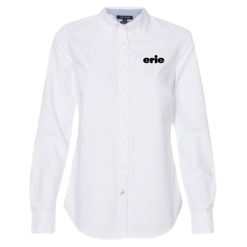  Womens Tommy Hilfiger White Solid Oxford Shirt - erie