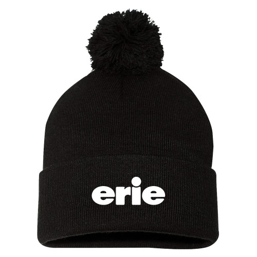  Sportsman Black Pom Pom Cuffed Beanie - erie