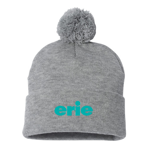  Sportsman Heather Grey Pom Pom Cuffed Beanie - erie