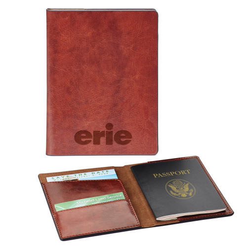 Fabrizio Brown RFID Passport Holder - erie Engraved