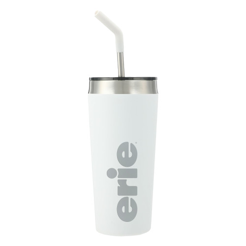 Faye White Vacuum Tumbler w/ Stainless Steel Straw 20 oz - erie Engraved