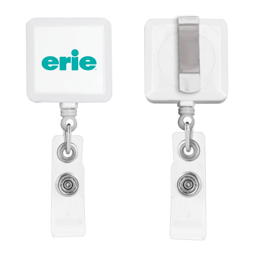  White Square Retractable Badge Holder - erie