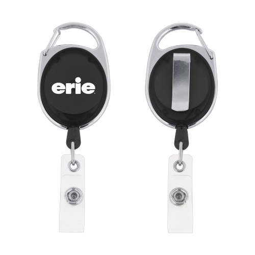  Black Oval Retractable Badge Holder w/Clip - erie