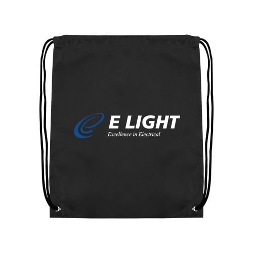  Black Drawstring Backpack - E Light Electric with Tagline