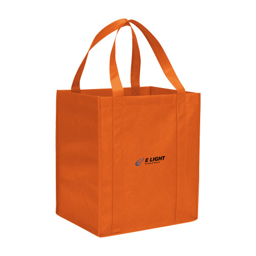  Non Woven Orange Grocery Tote - E Light Electric with Tagline