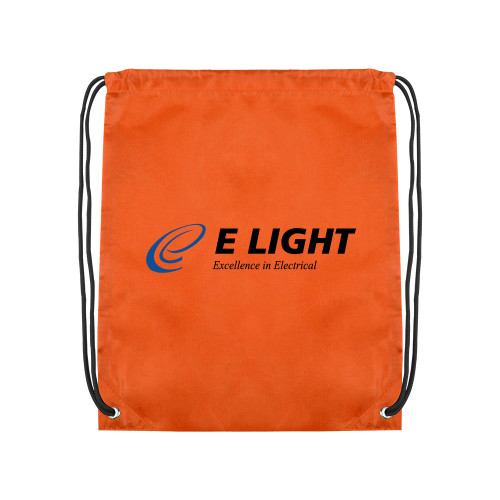  Orange Drawstring Backpack - E Light Electric with Tagline