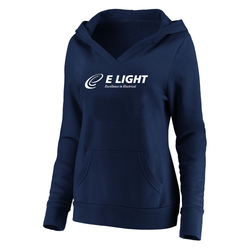  Womens Plus Navy Hoodie - E Light Electric with Tagline