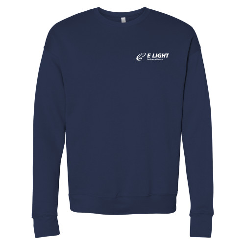  Bella + Canvas Navy Fleece Crew - E Light Electric with Tagline