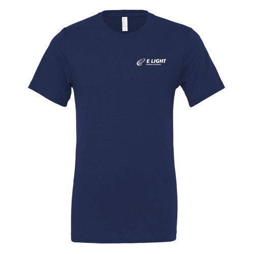  Bella + Canvas Navy Jersey Cotton T Shirt - E Light Electric with Tagline