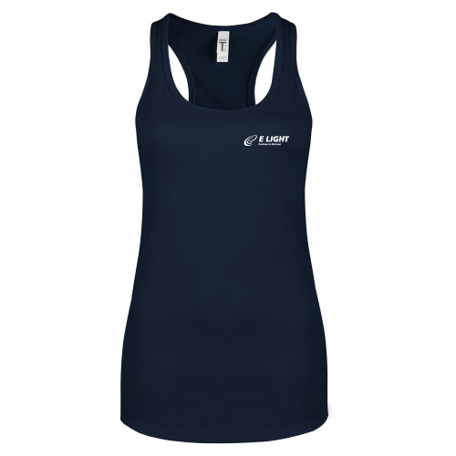  Next Level Womens Navy Racerback Tank  - E Light Electric with Tagline