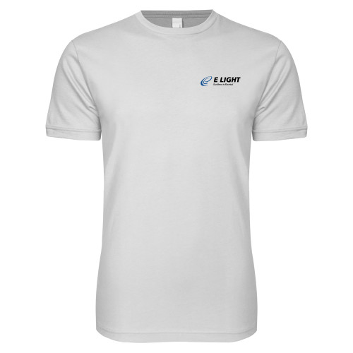  Next Level White SoftStyle T Shirt - E Light Electric with Tagline