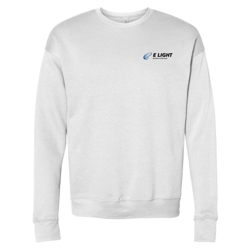  Bella + Canvas White Fleece Crew - E Light Electric with Tagline