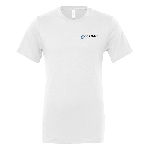  Bella + Canvas White Jersey Cotton T Shirt - E Light Electric with Tagline