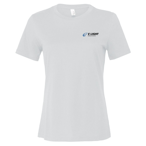  Bella + Canvas Womens White Relaxed Cotton T Shirt - E Light Electric with Tagline