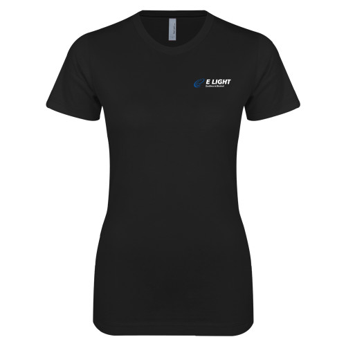  Next Level Womens Black Boyfriend Tee - E Light Electric with Tagline