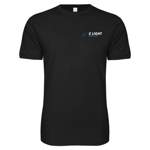  Next Level Black SoftStyle T Shirt - E Light Electric with Tagline