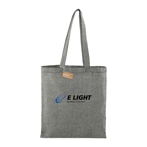  Recycled Cotton Twill Black Tote - E Light Electric with Tagline