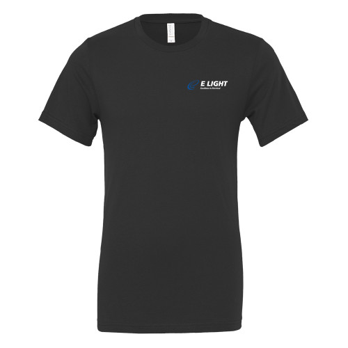  Bella + Canvas Black Jersey Cotton T Shirt - E Light Electric with Tagline