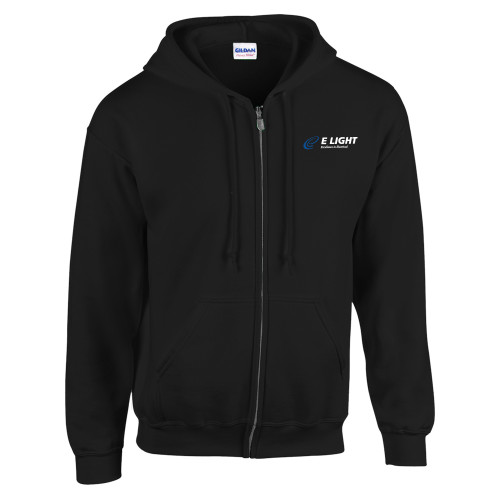  Black Fleece Full Zip Hoodie - E Light Electric with Tagline