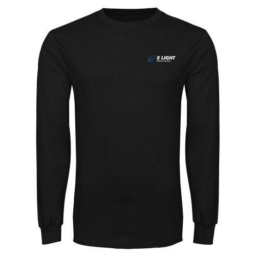  Black Long Sleeve T Shirt - E Light Electric with Tagline