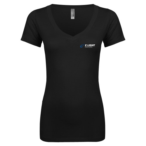  Next Level Womens Black Ideal V Tee - E Light Electric with Tagline