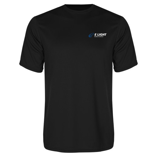  Black Performance Tee - E Light Electric with Tagline