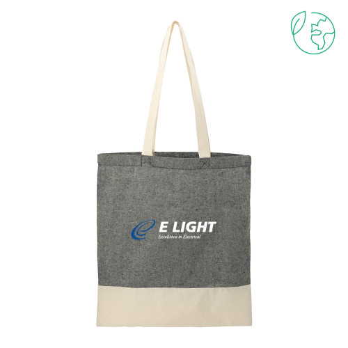 Split Recycled Black Cotton Twill Convention Tote - E Light Electric with Tagline