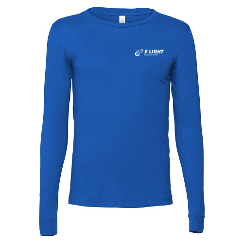  Bella + Canvas Royal Jersey Cotton Long Sleeve T Shirt - E Light Electric with Tagline