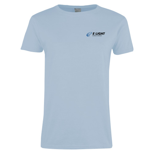  Womens Light Blue Short Sleeve Tee - E Light Electric with Tagline