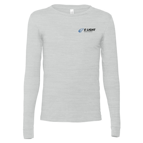  Bella + Canvas Ash Grey Jersey Cotton Long Sleeve T Shirt - E Light Electric with Tagline