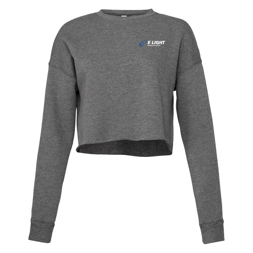  Bella + Canvas Womens Deep Heather Cropped Fleece Crew - E Light Electric with Tagline