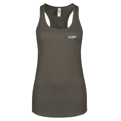  Next Level Womens Charcoal Racerback Tank  - E Light Electric with Tagline