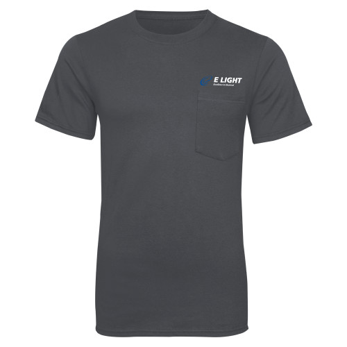  Charcoal T Shirt w/Pocket - E Light Electric with Tagline