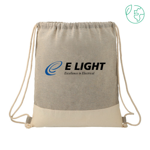  Split Recycled Cotton Grey/Natural Drawstring Bag - E Light Electric with Tagline