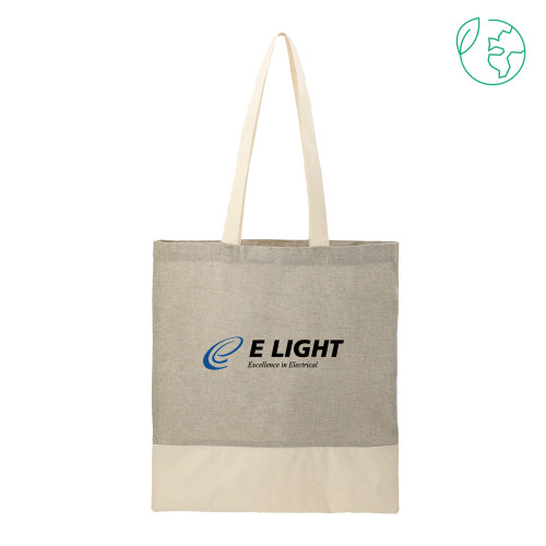  Split Recycled Grey Cotton Twill Convention Tote - E Light Electric with Tagline