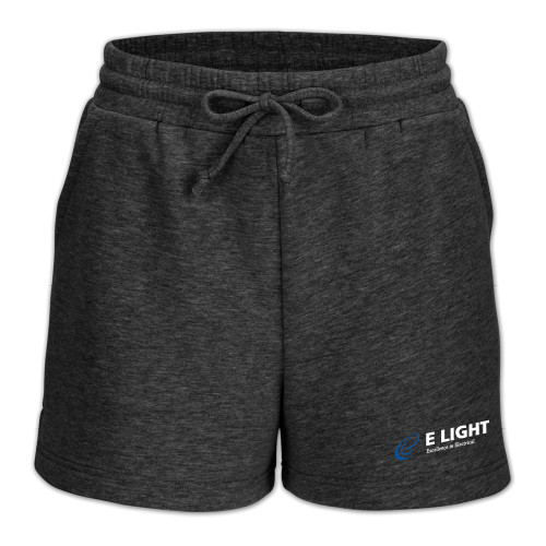  Boxercraft Womens Charcoal Heather Fleece Short - E Light Electric with Tagline