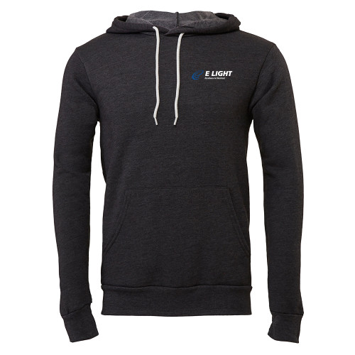 Bella + Canvas Dark Grey Heather Fleece Hood - E Light Electric with Tagline