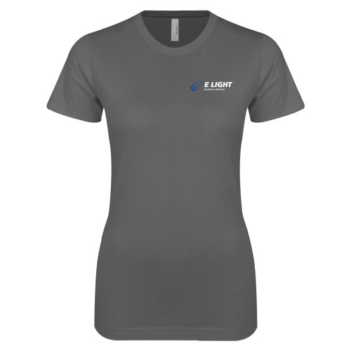  Next Level Womens Charcoal Boyfriend Tee - E Light Electric with Tagline