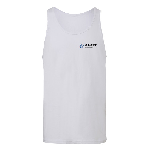  Bella + Canvas White Tank Top - E Light Electric with Tagline