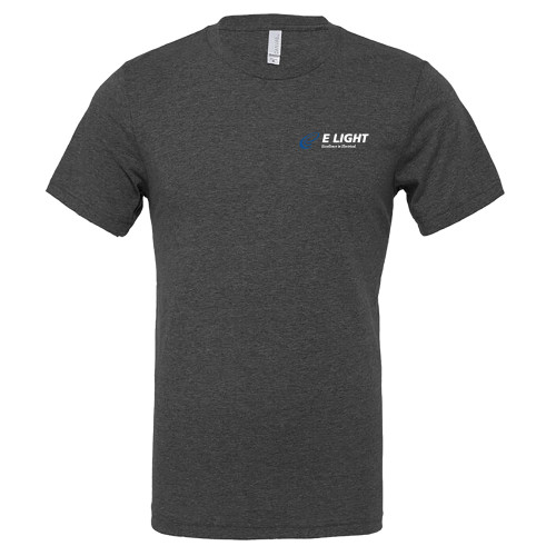  Bella + Canvas Dark Grey Heather CVC T Shirt - E Light Electric with Tagline