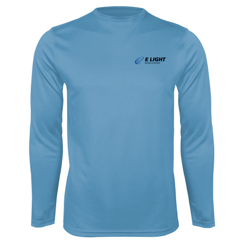  Light Blue Performance Long Sleeve Shirt - E Light Electric with Tagline