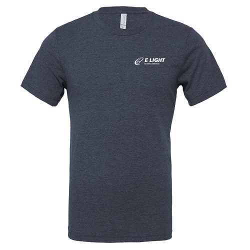  Bella + Canvas Heather Navy CVC T Shirt - E Light Electric with Tagline