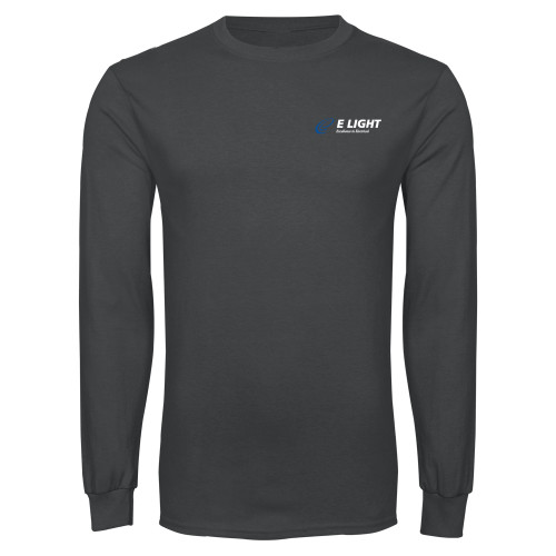  Charcoal Long Sleeve T Shirt - E Light Electric with Tagline