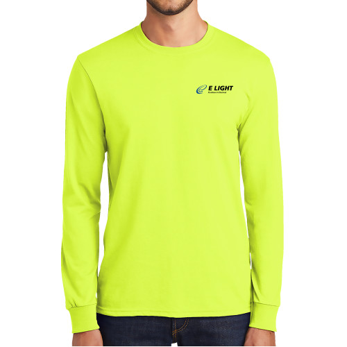  Safety Green Long Sleeve T Shirt - E Light Electric with Tagline